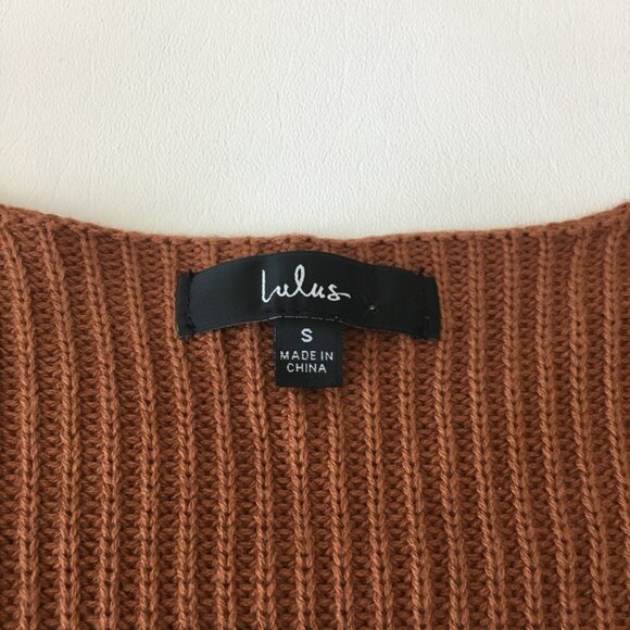 Lulus V Neck Sweater Womens Small Copper/Brown Dolman Sleeves - Picture 3 of 11